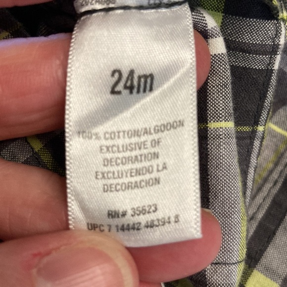 Carters 24m grey plaid dinosaur jon jon romper - Picture 8 of 8